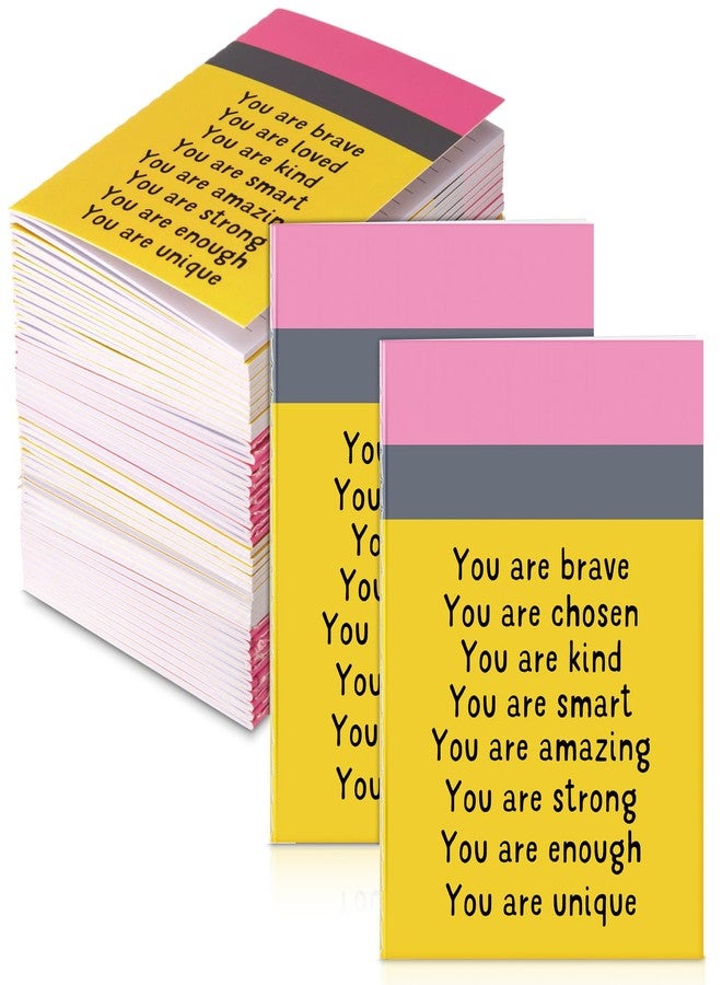 Spakon 24 Pcs Valentines Gifts for Students Mini Inspirational Notebooks Back to School Gift Small Journal Pocket Mini Positive Affirmation Motivational Notepad for Teacher School Employee (Yellow) - Image 1